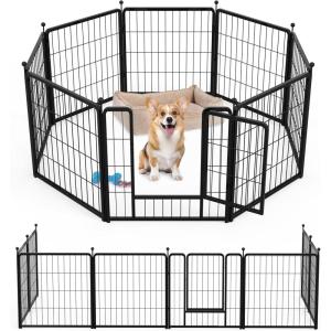 imageHealSmart 6 Panel 24quot Plastic Dog Playpen Folding ampamp Portable Pet Playpen for Indoor ampamp Outdoor Use Safe ampamp Secure Fence Ideal for Small to Medium Dogs BlackBlack