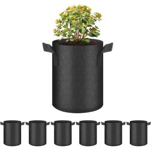 imageHealSmart 6Pack 1 Gallon Grow Bags Nonwoven Aeration Fabric Pots with Handles Cloth Plant Pots Suitable for Garden Fruits Vegetables Tomato and Flowers BlackBlack 6 Pack