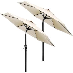 imageHealSmart 75ft Patio Umbrella with Push Button TiltCrank Outdoor Table Market Yard Umbrella 6 Sturdy Ribs for Garden Deck Backyard PoolCreamy White2P