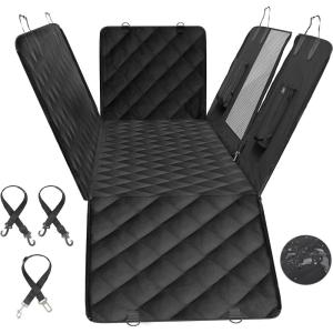 imageHealSmart Dog Hammock for Car Dog Car Seat Cover for Back Seat of CarsTrucksSUVs Waterproof Dog Hammock with Mesh Window Dog Seat Belt Durable AntiScratch Nonslip StandardStandard54 W x 58 L