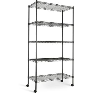 imageHealSmart Heavy Duty 5Shelf Storage Shelves 1750Lb Loading Capacity 3543quot W x 1772quot D x 7087quot H Adjustable Shelving Unit with Wheels Chrome30 x 14 x 63  5Shelf