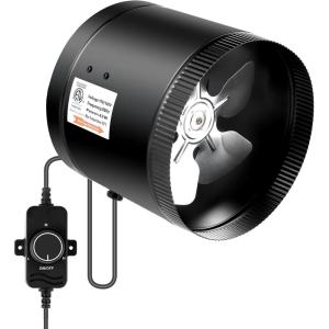 imageHealSmart Inline Booster Duct Fan with Speed Controller 4 106 CFM Exhaust HVAC Ventilation Fan for Bathrooms Kitchens Workshops and Basements Black8