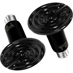 imageHealSmart Reptile Heat Lamp 150W Ceramic Heat Emitter No Light Emitting Heat Bulbs for Amphibian Pet Brooder Coop Incubating Chicken Lizard Bearded Dragon Turtle Snake Terrarium 4Pack100W