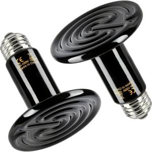 imageHealSmart Reptile Heat Lamp Bulb Ceramic Heat Emitter 100W No Light Emitting Brooder Coop Heater for Amphibian Pet ampamp Incubating Chicken Black100 Watts