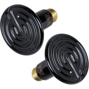 imageHealSmart Reptile Heat Lamp Bulb Ceramic Heat Emitter 100W No Light Emitting Brooder Coop Heater for Amphibian Pet ampamp Incubating Chicken Black2 Pcs Black