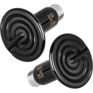 imageHealSmart Reptile Heat Lamp Bulb Ceramic Heat Emitter 100W No Light Emitting Brooder Coop Heater for Amphibian Pet ampamp Incubating Chicken Black25 Watts