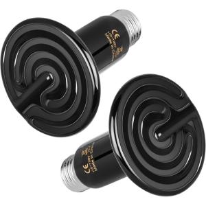 imageHealSmart Reptile Heat Lamp Bulb Ceramic Heat Emitter 100W No Light Emitting Brooder Coop Heater for Amphibian Pet ampamp Incubating Chicken Black75 Watts