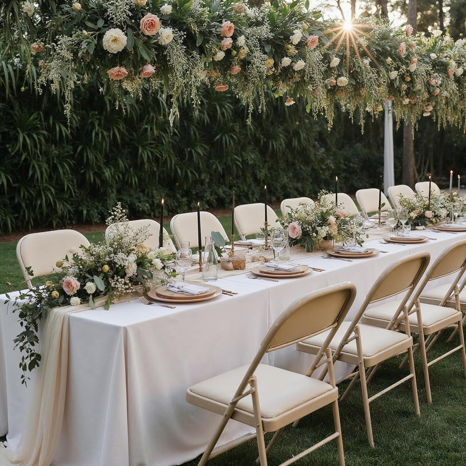 imageHealSmart 4 Pcs Folding Chairs with Leather Padded Cushion Seats Back ampamp Sturdy Metal Frame Stackable Portable Commercial Event Seat Indoor Outdoor for Parties Home Event Office TanKahki with Leather Cushion