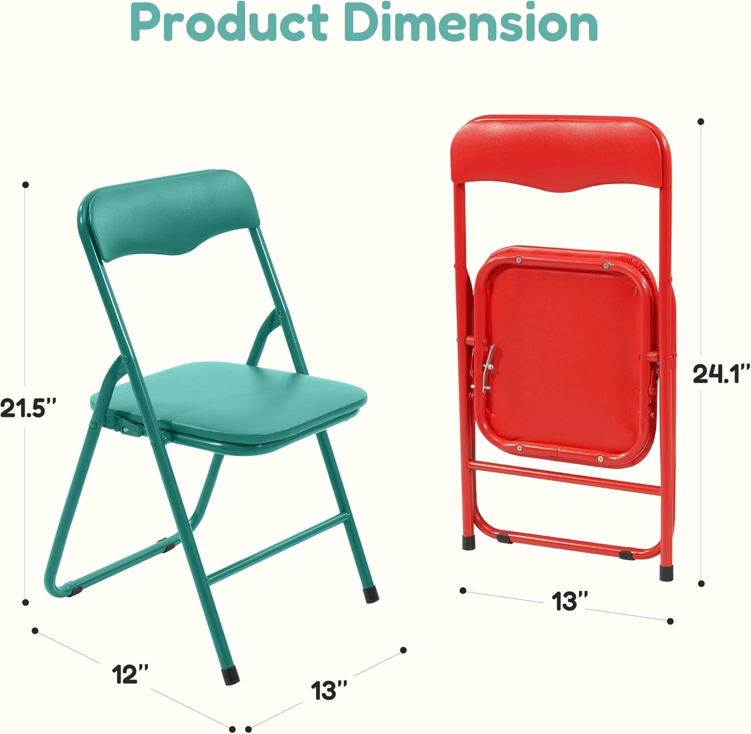 imageHealSmart 4 Pcs Folding Chairs with Leather Padded Cushion Seats Back ampamp Sturdy Metal Frame Stackable Portable Commercial Event Seat Indoor Outdoor for Parties Home Event Office TanRedGreen for Kids with Leather Cushion