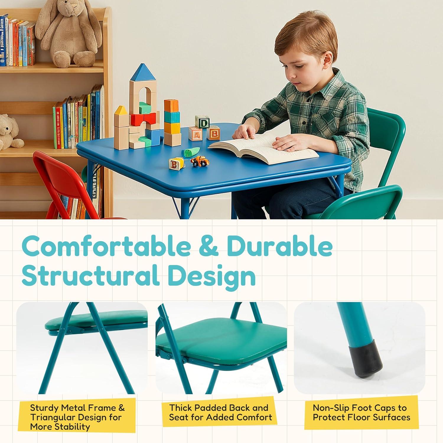 imageHealSmart 4 Pcs Folding Chairs with Leather Padded Cushion Seats Back ampamp Sturdy Metal Frame Stackable Portable Commercial Event Seat Indoor Outdoor for Parties Home Event Office TanRedGreen for Kids with Leather Cushion