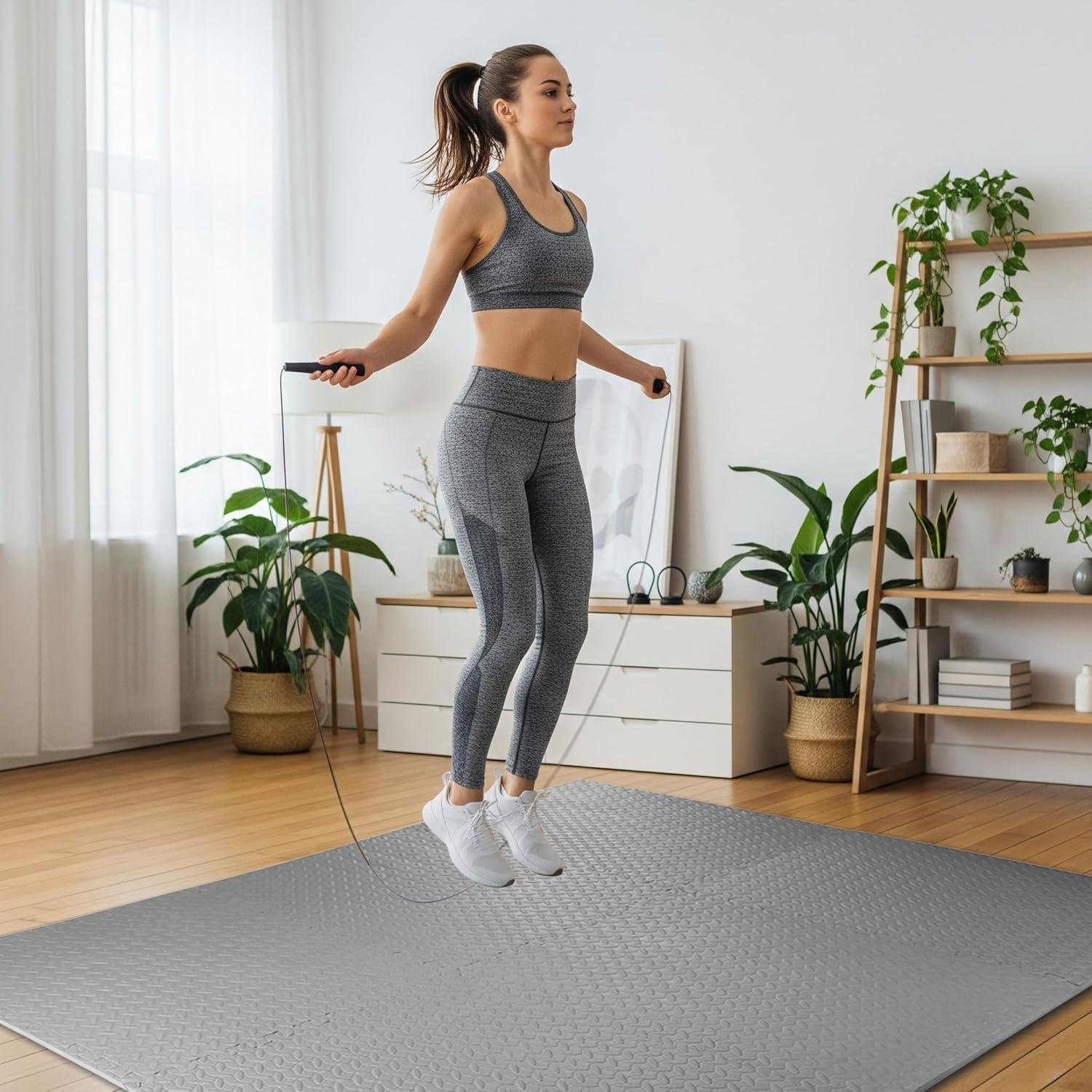 imageHealSmart Extra Thick Puzzle Exercise Mat 1quot EVA Interlocking Foam Floor Tiles NonSlip Protective Padding for Workout Room Home Gym Daycare Flooring or Playroom Black1 Inch72 SQ FTGrey34 Inch96 Sq Ft