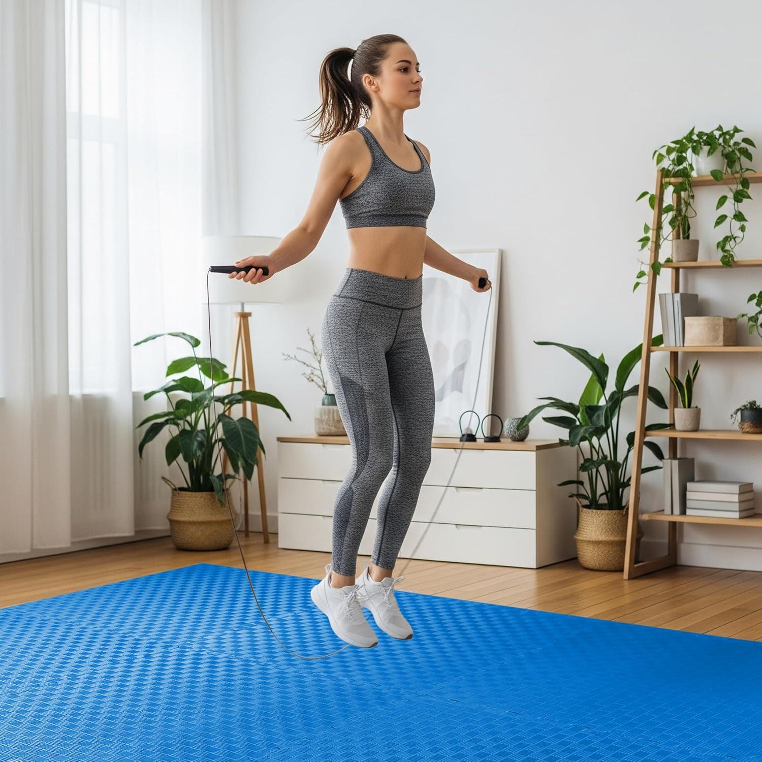 imageHealSmart Extra Thick Puzzle Exercise Mat 1quot EVA Interlocking Foam Floor Tiles NonSlip Protective Padding for Workout Room Home Gym Daycare Flooring or Playroom Black1 Inch72 SQ FTBlue1 Inch72 Sq Ft