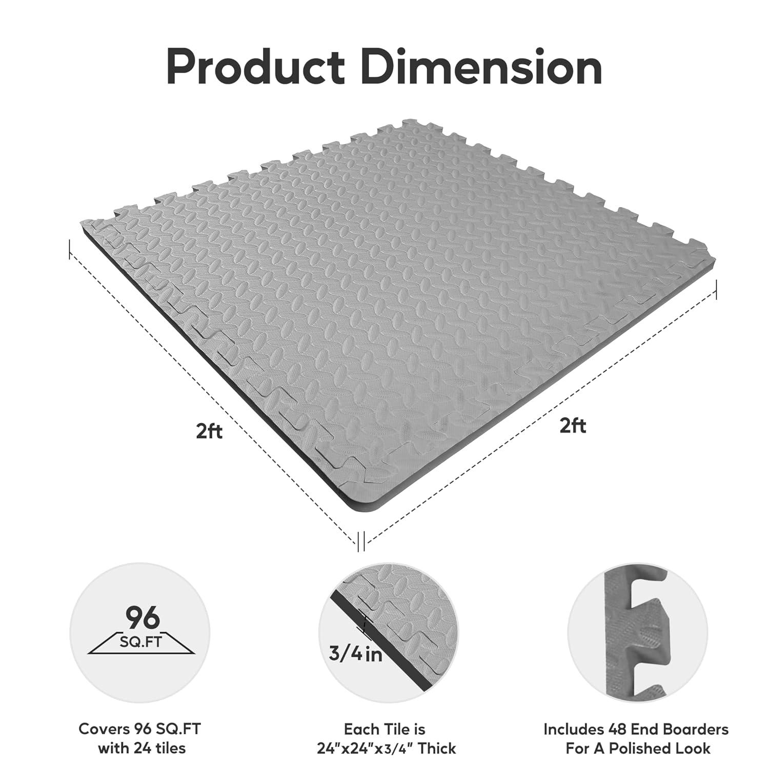 imageHealSmart Extra Thick Puzzle Exercise Mat 1quot EVA Interlocking Foam Floor Tiles NonSlip Protective Padding for Workout Room Home Gym Daycare Flooring or Playroom Black1 Inch72 SQ FTGrey34 Inch96 Sq Ft