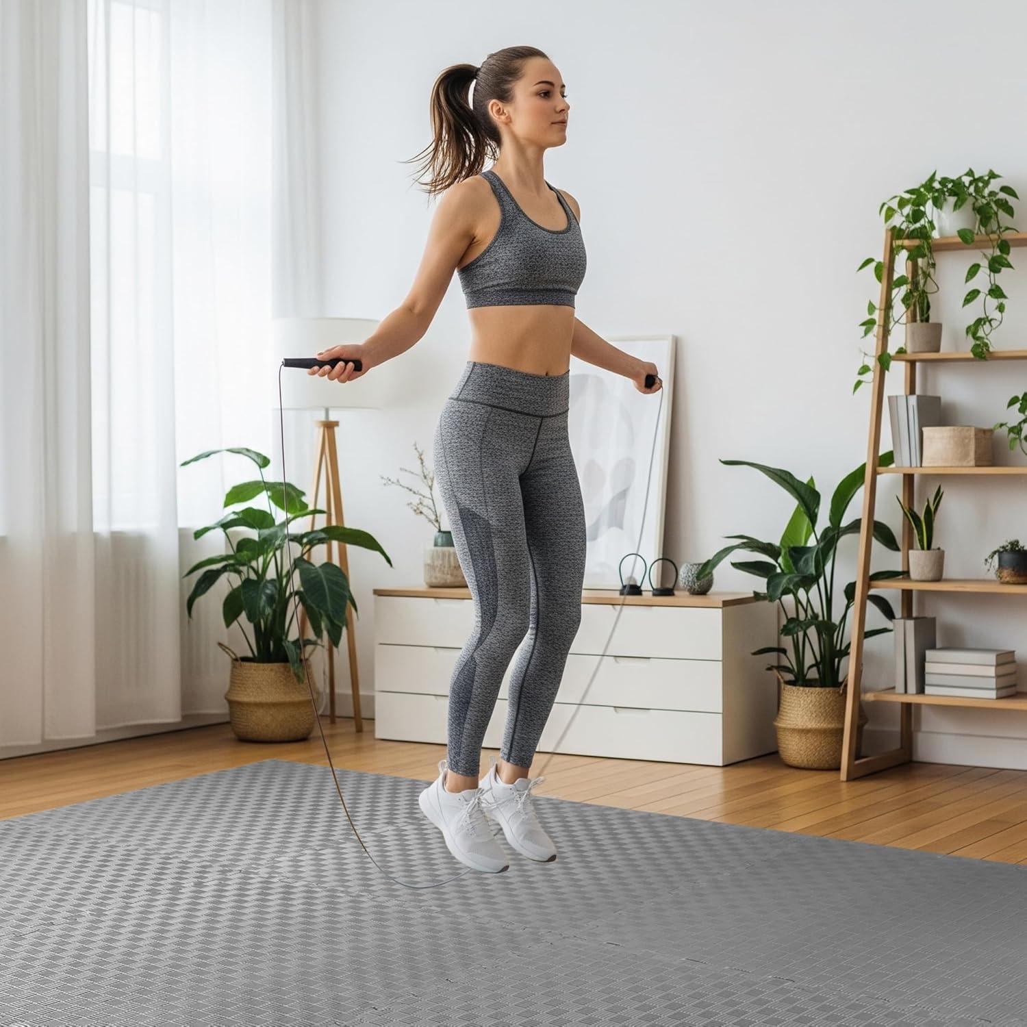 imageHealSmart Extra Thick Puzzle Exercise Mat 1quot EVA Interlocking Foam Floor Tiles NonSlip Protective Padding for Workout Room Home Gym Daycare Flooring or Playroom Black1 Inch72 SQ FTGrey1 Inch72 Sq Ft