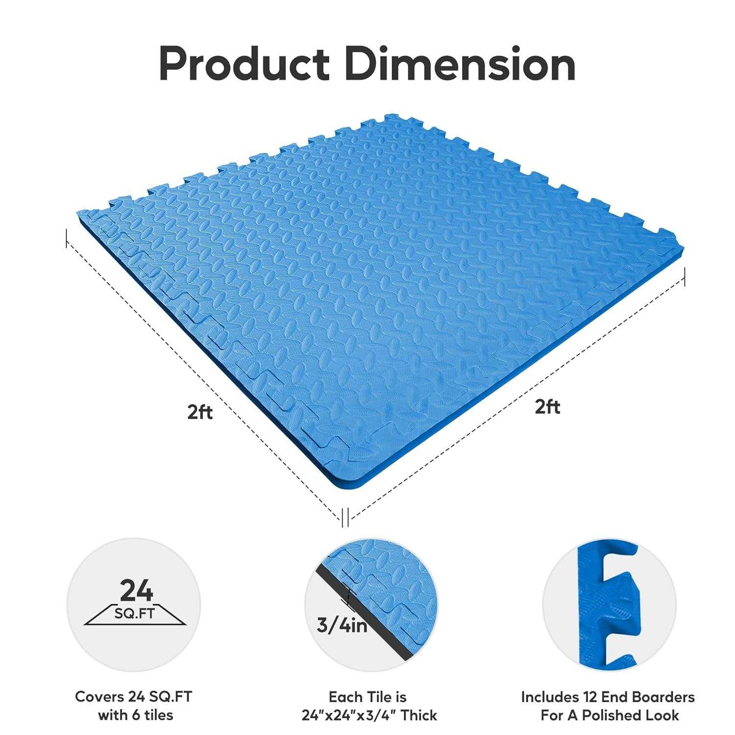 imageHealSmart Extra Thick Puzzle Exercise Mat 1quot EVA Interlocking Foam Floor Tiles NonSlip Protective Padding for Workout Room Home Gym Daycare Flooring or Playroom Black1 Inch72 SQ FTBlue34 Inch24 Sq Ft