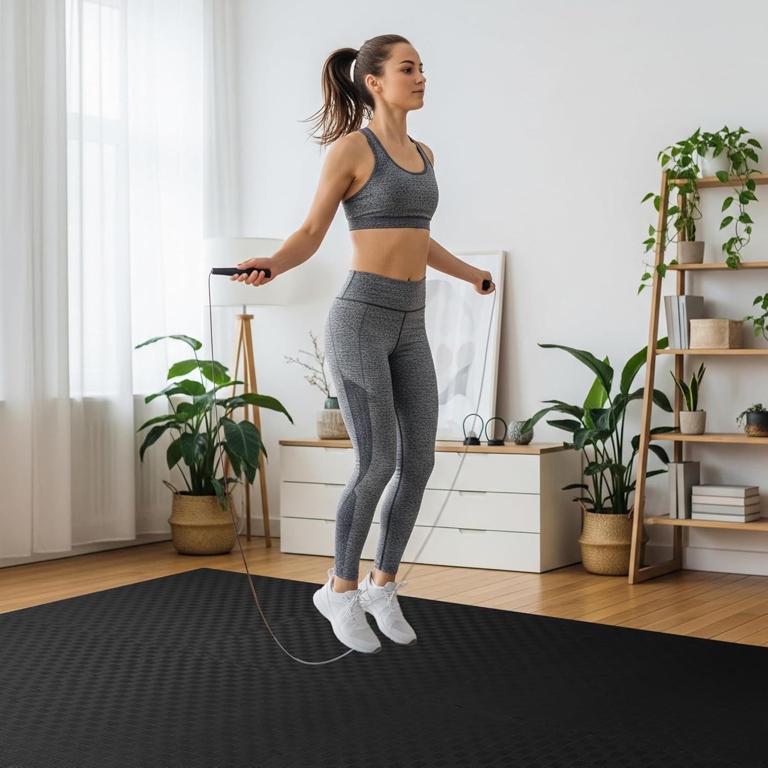 imageHealSmart Extra Thick Puzzle Exercise Mat 1quot EVA Interlocking Foam Floor Tiles NonSlip Protective Padding for Workout Room Home Gym Daycare Flooring or Playroom Black1 Inch72 SQ FTBlack1 Inch24 Sq Ft