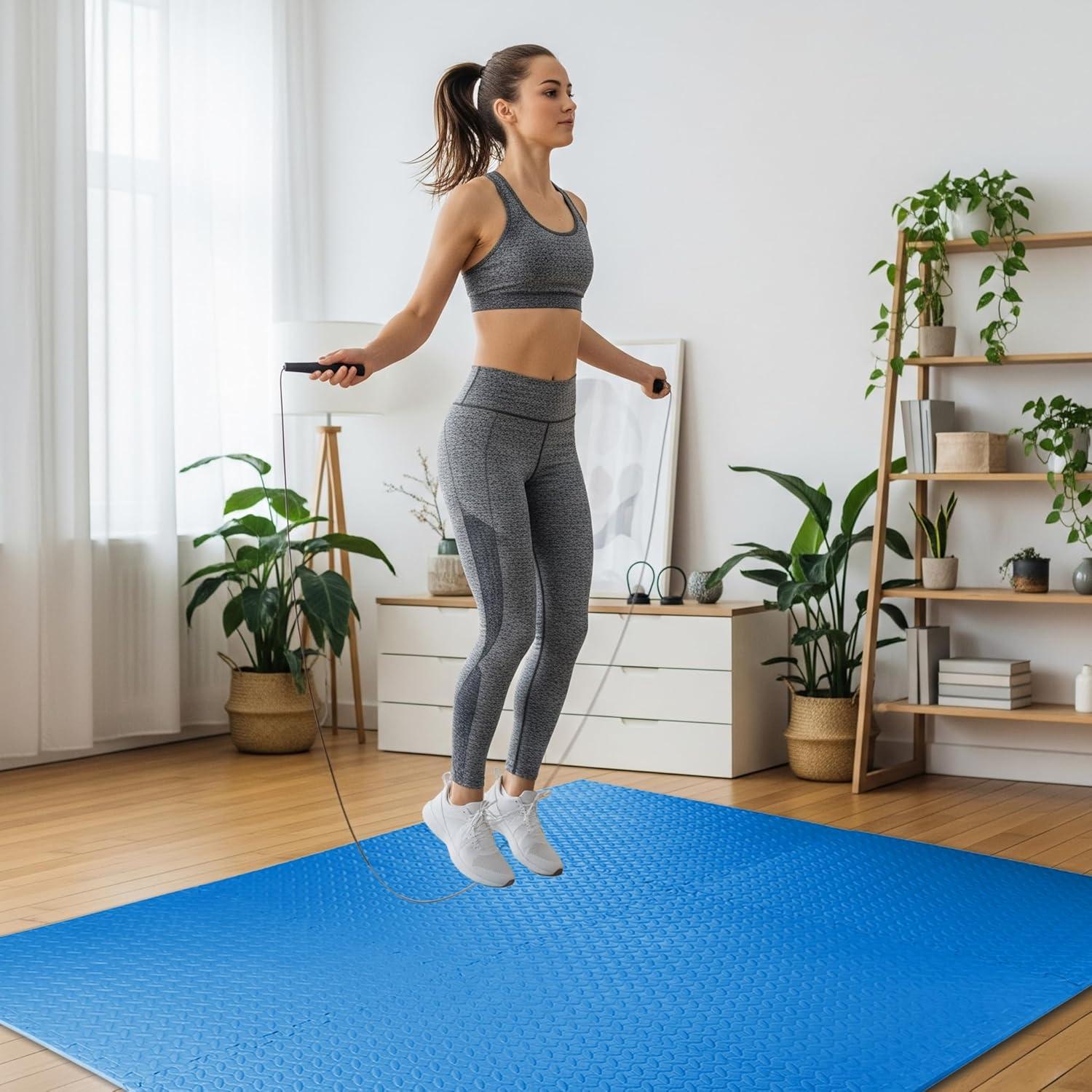 imageHealSmart Extra Thick Puzzle Exercise Mat 1quot EVA Interlocking Foam Floor Tiles NonSlip Protective Padding for Workout Room Home Gym Daycare Flooring or Playroom Black1 Inch72 SQ FTBlue34 Inch96 Sq Ft