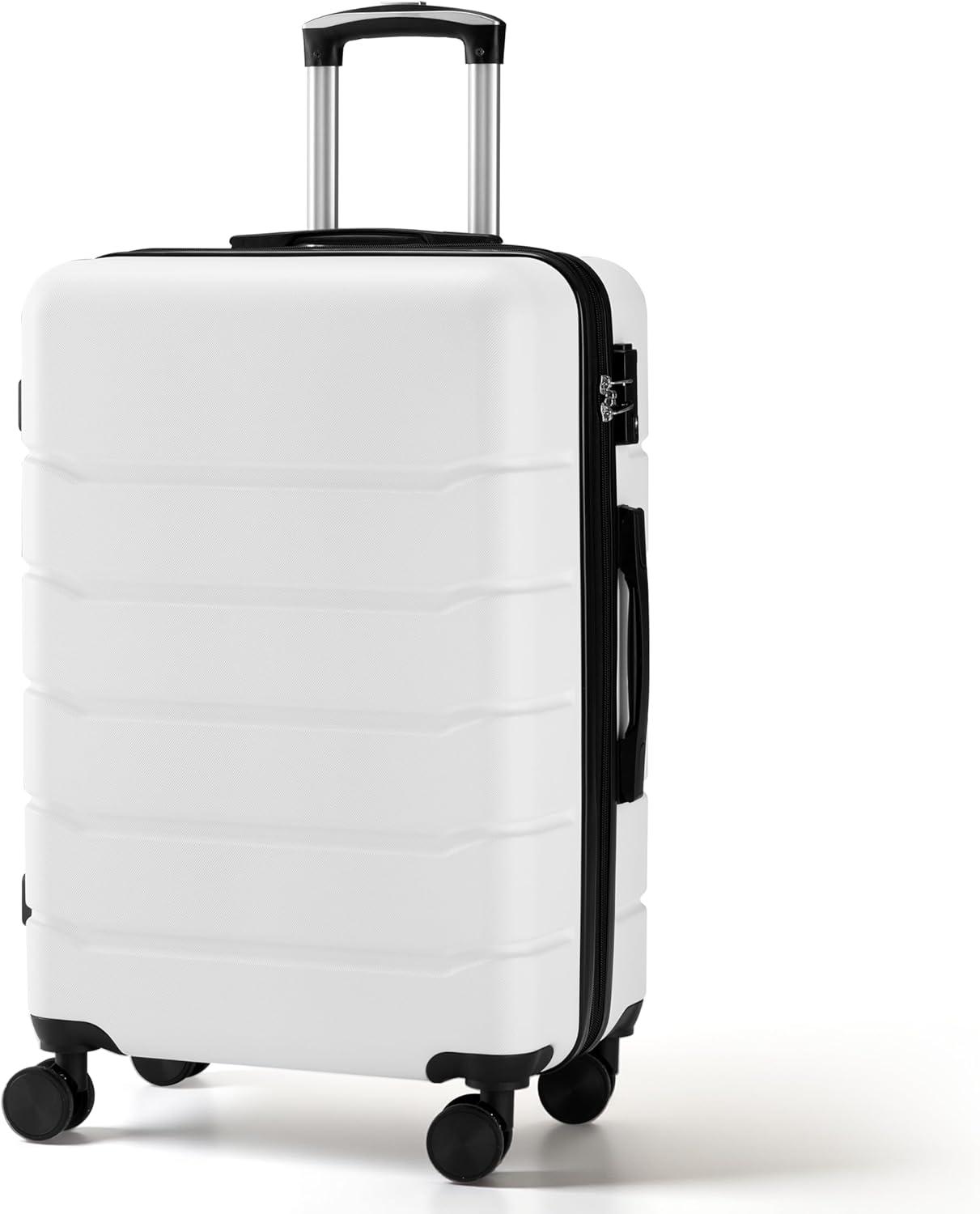 imageHealSmart Hardside CarryOn Luggage Expandable Portable Hardshell Spinner Wheels Lightweight Suitcase TSA Lock Blue 20 inchWhite