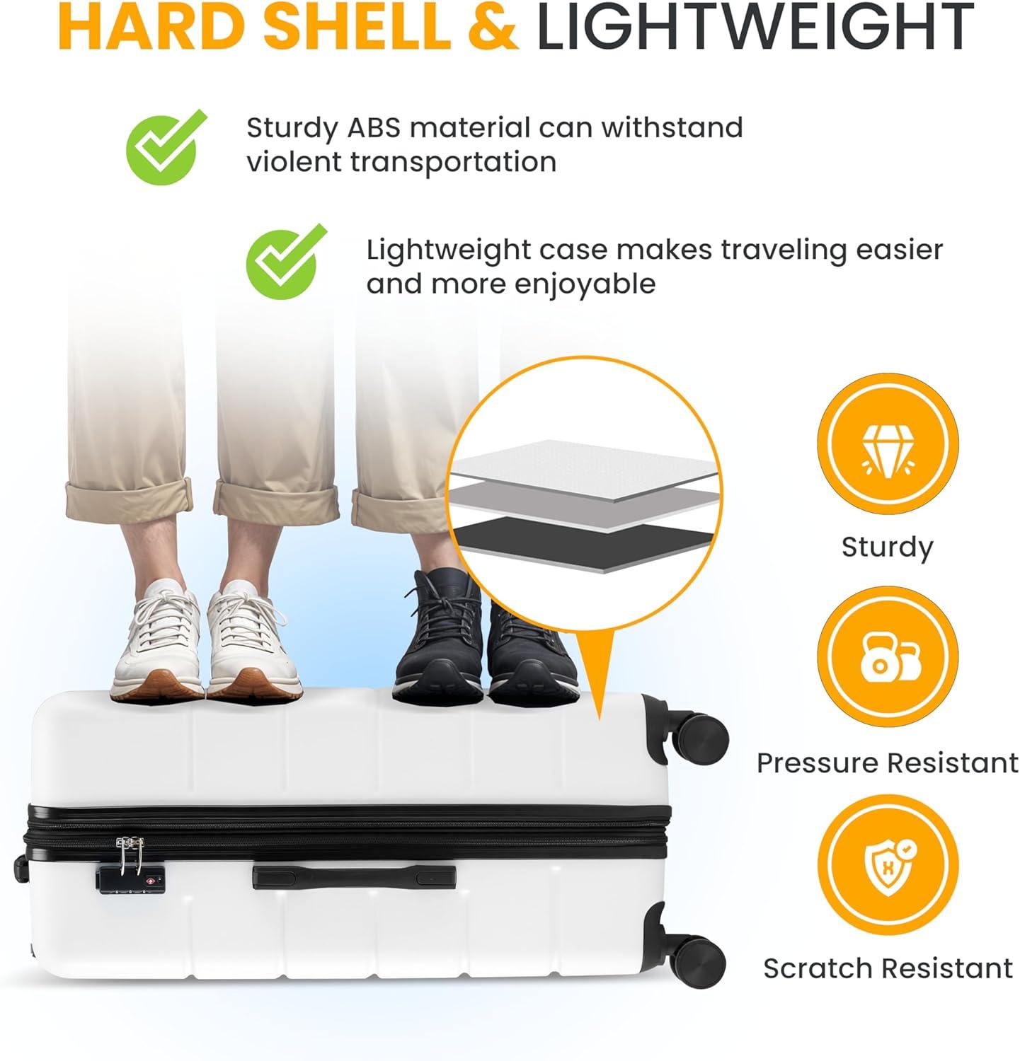 imageHealSmart Hardside CarryOn Luggage Expandable Portable Hardshell Spinner Wheels Lightweight Suitcase TSA Lock Blue 20 inchWhite