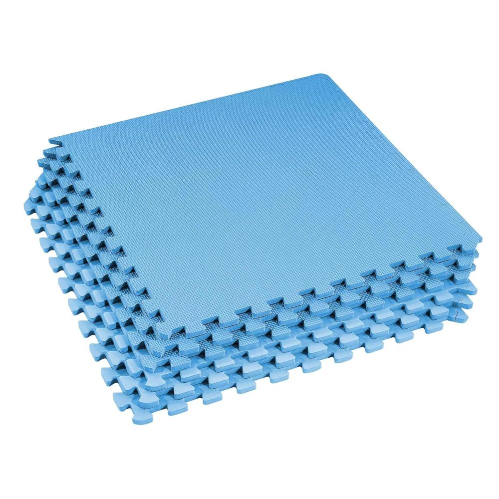 imageHealSmart 05quot Thick 24 Sq Ft Exercise Floor Mat EVA Interlocking Foam Floor Tiles Fitness Flooring for Workout Protective Padding for Home Gym Gear ampamp Kids Playroom BlackBlue6tiles24 Sq Ft