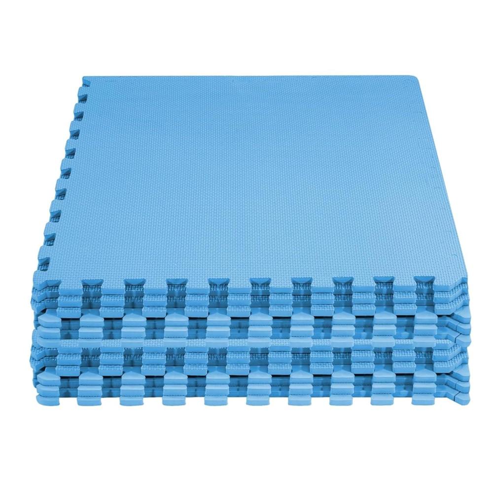 imageHealSmart 05quot Thick 24 Sq Ft Exercise Floor Mat EVA Interlocking Foam Floor Tiles Fitness Flooring for Workout Protective Padding for Home Gym Gear ampamp Kids Playroom BlackBlue12tiles48 Sq Ft