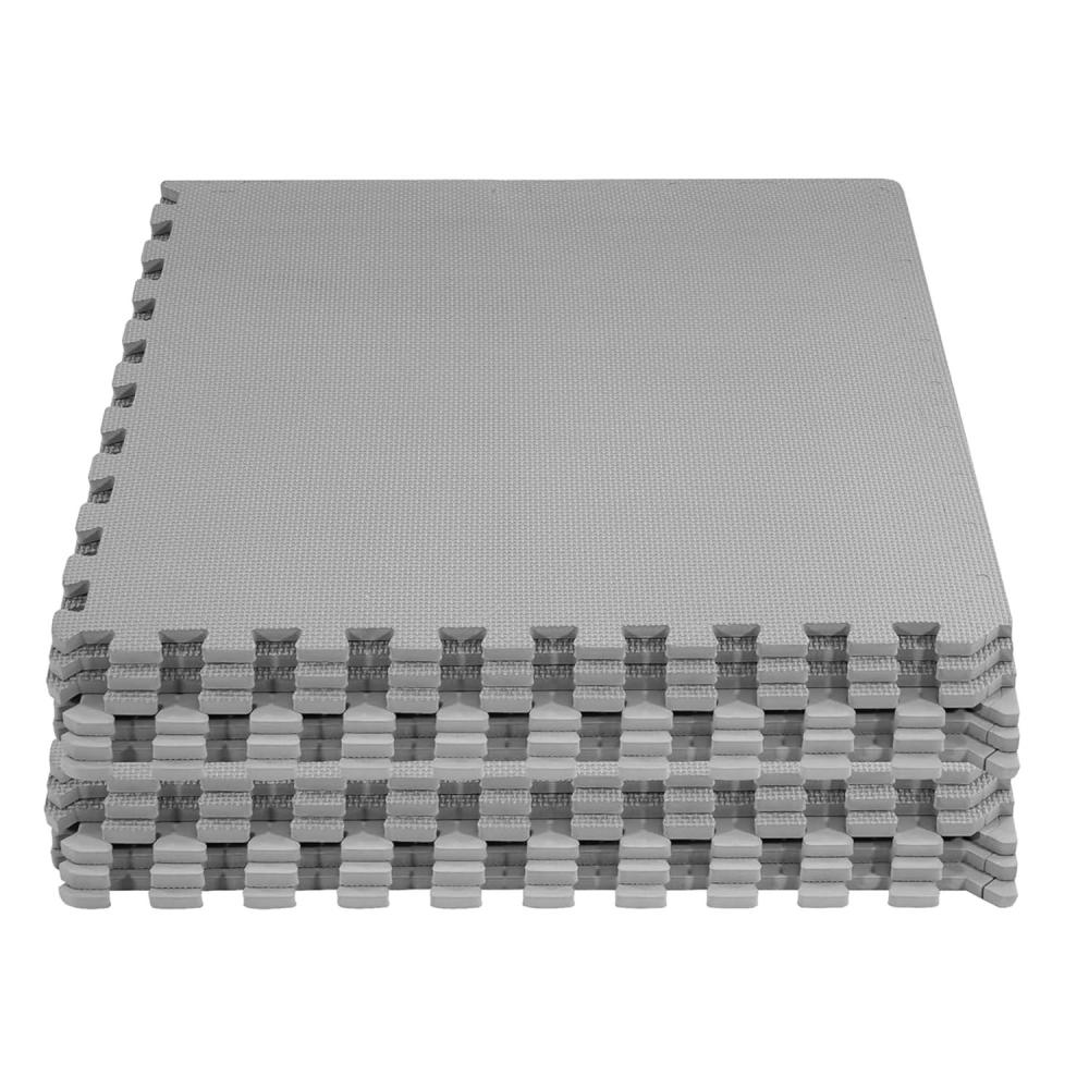 imageHealSmart 05quot Thick 24 Sq Ft Exercise Floor Mat EVA Interlocking Foam Floor Tiles Fitness Flooring for Workout Protective Padding for Home Gym Gear ampamp Kids Playroom BlackGrey12tiles48 Sq Ft