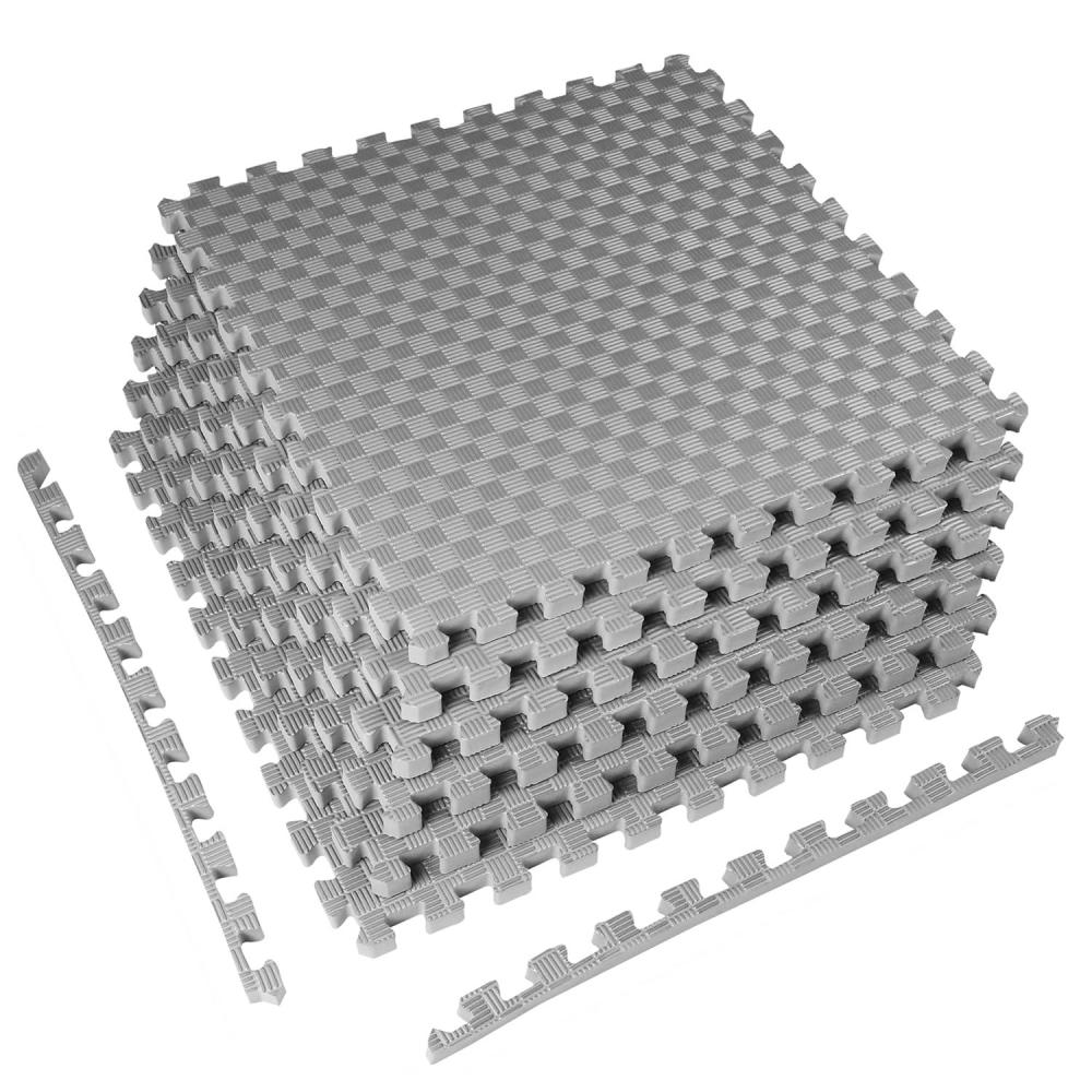 imageHealSmart Extra Thick Puzzle Exercise Mat 1quot EVA Interlocking Foam Floor Tiles NonSlip Protective Padding for Workout Room Home Gym Daycare Flooring or Playroom Black1 Inch72 SQ FTGrey1 Inch24 Sq Ft