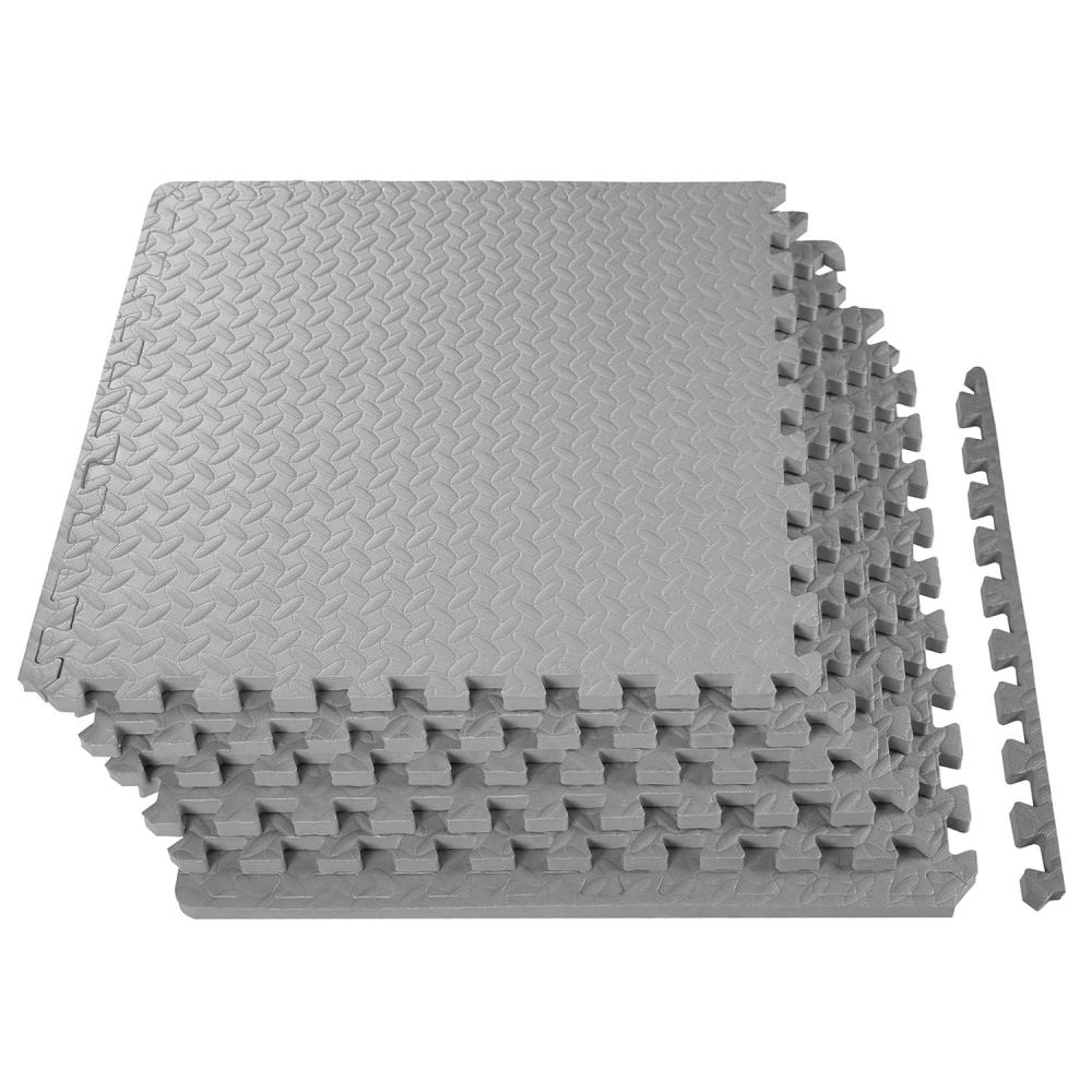 imageHealSmart Extra Thick Puzzle Exercise Mat 1quot EVA Interlocking Foam Floor Tiles NonSlip Protective Padding for Workout Room Home Gym Daycare Flooring or Playroom Black1 Inch72 SQ FTGrey34 Inch24 Sq Ft