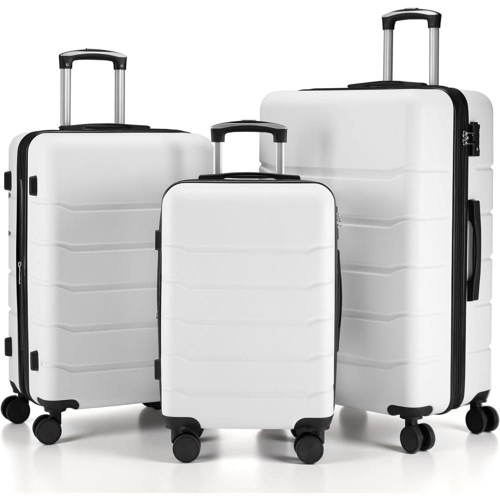 imageHealSmart Hardside CarryOn Luggage Expandable Portable Hardshell Spinner Wheels Lightweight Suitcase TSA Lock Blue 20 inchWhite