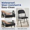 imageHealSmart 4 Pcs Folding Chairs with Leather Padded Cushion Seats Back ampamp Sturdy Metal Frame Stackable Portable Commercial Event Seat Indoor Outdoor for Parties Home Event Office Tan2Pcs Black with Leather Cushion