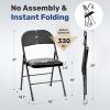 imageHealSmart 4 Pcs Folding Chairs with Leather Padded Cushion Seats Back ampamp Sturdy Metal Frame Stackable Portable Commercial Event Seat Indoor Outdoor for Parties Home Event Office Tan2Pcs Black with Leather Cushion