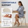 imageHealSmart 4 Pcs Folding Chairs with Leather Padded Cushion Seats Back ampamp Sturdy Metal Frame Stackable Portable Commercial Event Seat Indoor Outdoor for Parties Home Event Office Tan4pcs Kahki with Leather Cushion