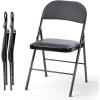 imageHealSmart 4 Pcs Folding Chairs with Leather Padded Cushion Seats Back ampamp Sturdy Metal Frame Stackable Portable Commercial Event Seat Indoor Outdoor for Parties Home Event Office Tan2Pcs Black with Leather Cushion