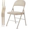 imageHealSmart 4 Pcs Folding Chairs with Leather Padded Cushion Seats Back ampamp Sturdy Metal Frame Stackable Portable Commercial Event Seat Indoor Outdoor for Parties Home Event Office TanKahki with Leather Cushion