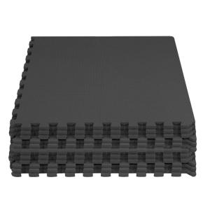 imageHealSmart 05quot Thick 24 Sq Ft Exercise Floor Mat EVA Interlocking Foam Floor Tiles Fitness Flooring for Workout Protective Padding for Home Gym Gear ampamp Kids Playroom BlackBlack12tiles48 Sq Ft
