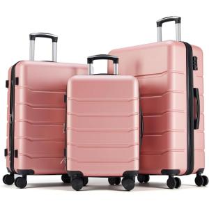 imageHealSmart Hardside CarryOn Luggage Expandable Portable Hardshell Spinner Wheels Lightweight Suitcase TSA Lock Blue 20 inchPink