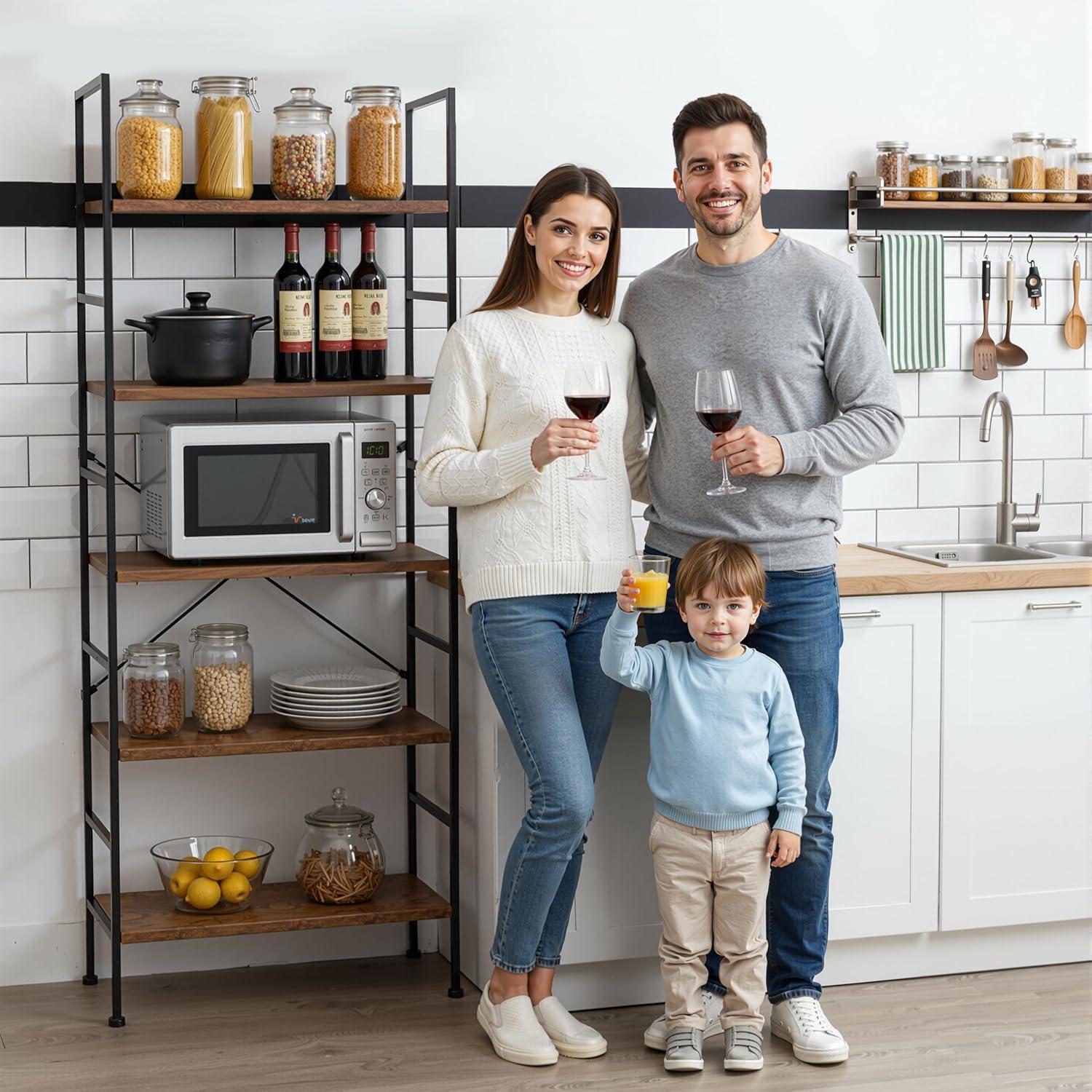 imageHealSmart 5 Tier Bookshelf Free Standing Book Shelf Home Office Bookcase Shelf Storage Organizer for Bedroom Living Room Bathroom Office Balcony Rustic BrownRustic Brown