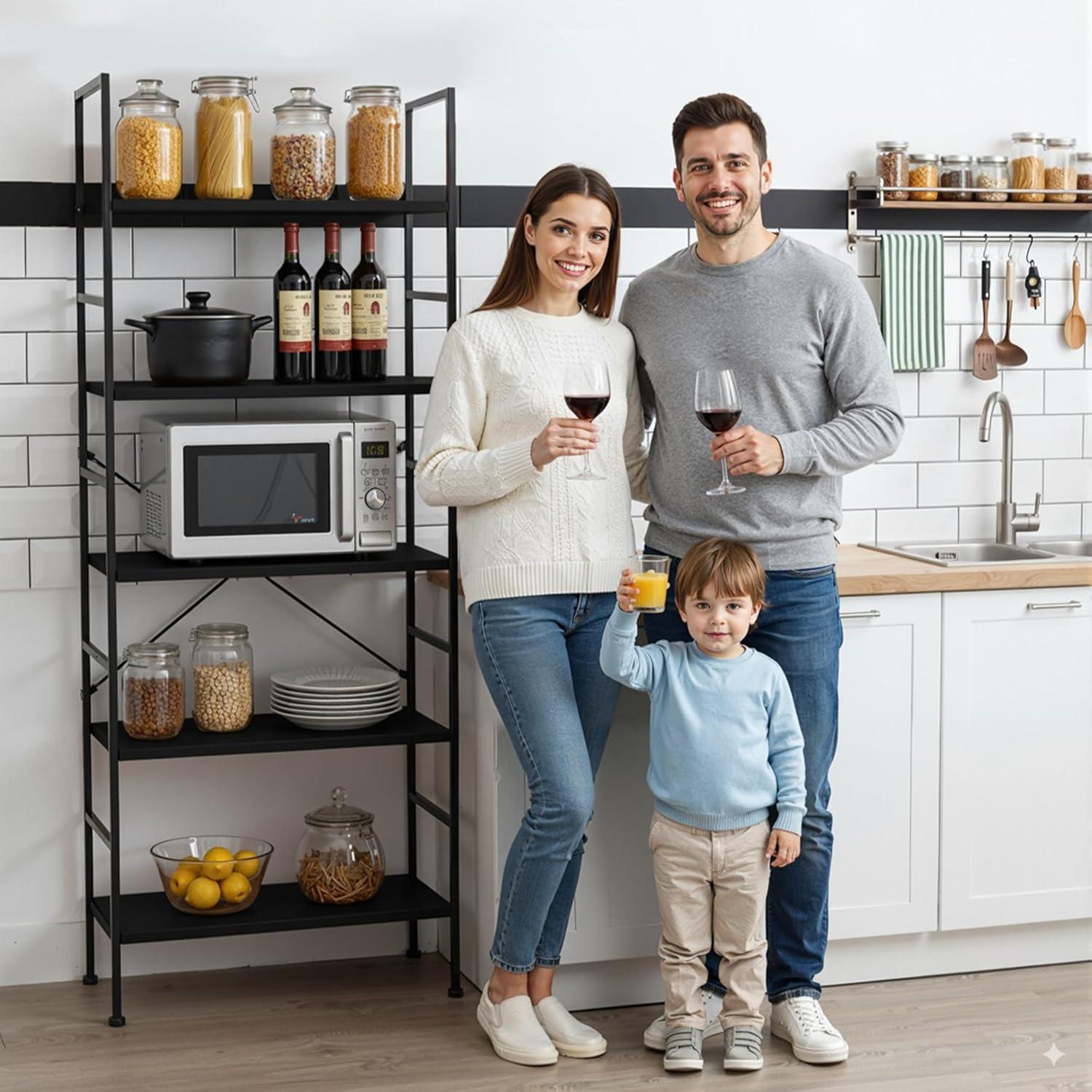 imageHealSmart 5 Tier Bookshelf Free Standing Book Shelf Home Office Bookcase Shelf Storage Organizer for Bedroom Living Room Bathroom Office Balcony Rustic BrownBlack