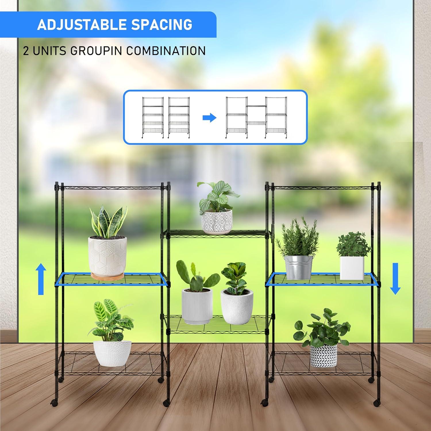 imageHealSmart Heavy Duty 3Tier Shelving Units  Adjustable Wire Shelves with 750 lbs Capacity 250 lbs per Shelf 30quot D x 14quot W x 24quot H Black 3 Levels Storage Shelf with Wheels ampamp Leveling Feet24 x 14 x 47   4 Tier