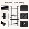imageHealSmart 5 Tier Bookshelf Free Standing Book Shelf Home Office Bookcase Shelf Storage Organizer for Bedroom Living Room Bathroom Office Balcony Rustic BrownBlack