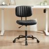 imageHealSmart Small Office Desk Chair with Wheels Armless Desk Chair with Lumbar Support PU Leather Low Back Adjustable Height 360 Rolling Swivel Task Chair Without Arm for Home BedroomOffice BlackBlack