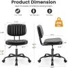 imageHealSmart Small Office Desk Chair with Wheels Armless Desk Chair with Lumbar Support PU Leather Low Back Adjustable Height 360 Rolling Swivel Task Chair Without Arm for Home BedroomOffice BlackBlack