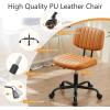 imageHealSmart Small Office Desk Chair with Wheels Armless Desk Chair with Lumbar Support PU Leather Low Back Adjustable Height 360 Rolling Swivel Task Chair Without Arm for Home BedroomOffice BlackBrown