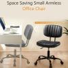 imageHealSmart Small Office Desk Chair with Wheels Armless Desk Chair with Lumbar Support PU Leather Low Back Adjustable Height 360 Rolling Swivel Task Chair Without Arm for Home BedroomOffice BlackBlack