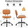 imageHealSmart Small Office Desk Chair with Wheels Armless Desk Chair with Lumbar Support PU Leather Low Back Adjustable Height 360 Rolling Swivel Task Chair Without Arm for Home BedroomOffice BlackBrown