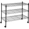 imageHealSmart Heavy Duty 3Tier Shelving Units  Adjustable Wire Shelves with 750 lbs Capacity 250 lbs per Shelf 30quot D x 14quot W x 24quot H Black 3 Levels Storage Shelf with Wheels ampamp Leveling Feet24x 14 x 30  3 Tier