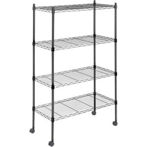 imageHealSmart Heavy Duty 3Tier Shelving Units  Adjustable Wire Shelves with 750 lbs Capacity 250 lbs per Shelf 30quot D x 14quot W x 24quot H Black 3 Levels Storage Shelf with Wheels ampamp Leveling Feet24 x 14 x 47   4 Tier