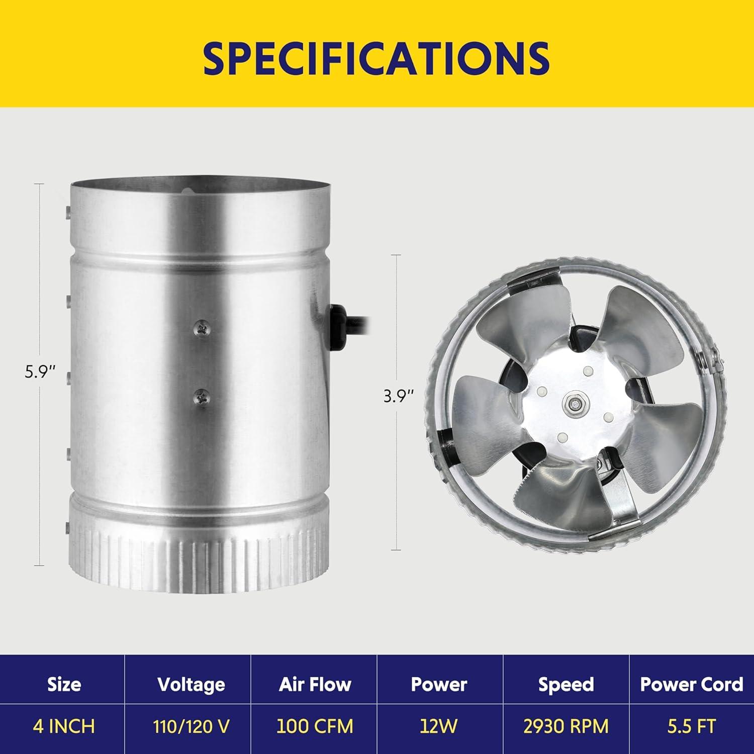 imageHealSmart 6 Inline Booster Fan 240 CFM Duct Fan for HVAC Ventilation Bathroom Basemen and Attics Silver4 Fan