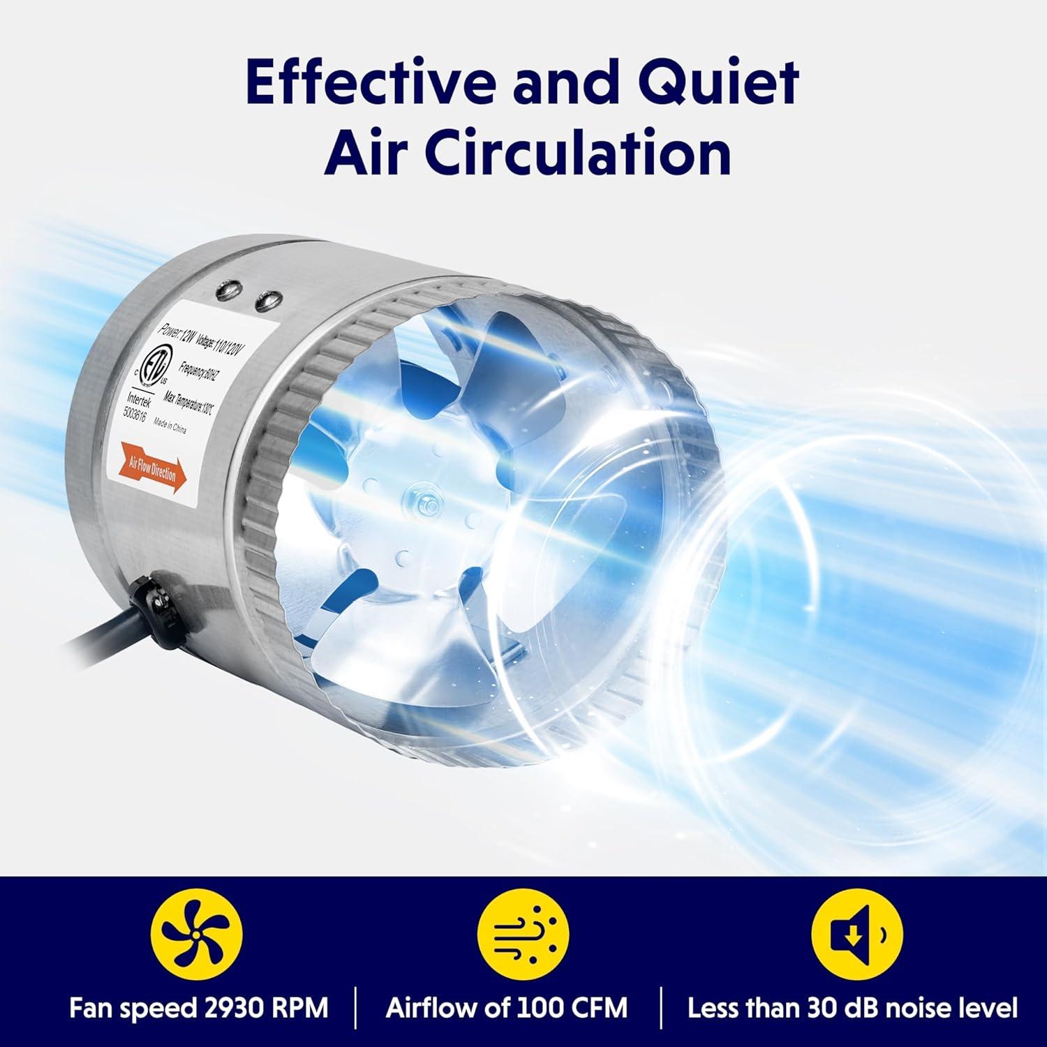 imageHealSmart 6 Inline Booster Fan 240 CFM Duct Fan for HVAC Ventilation Bathroom Basemen and Attics Silver4 Fan