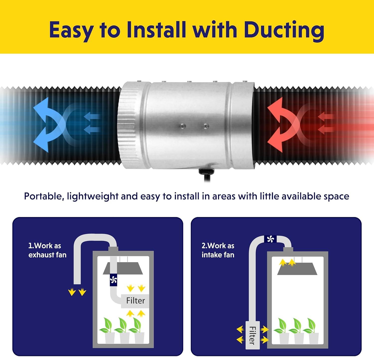 imageHealSmart 6 Inline Booster Fan 240 CFM Duct Fan for HVAC Ventilation Bathroom Basemen and Attics Silver4 Fan